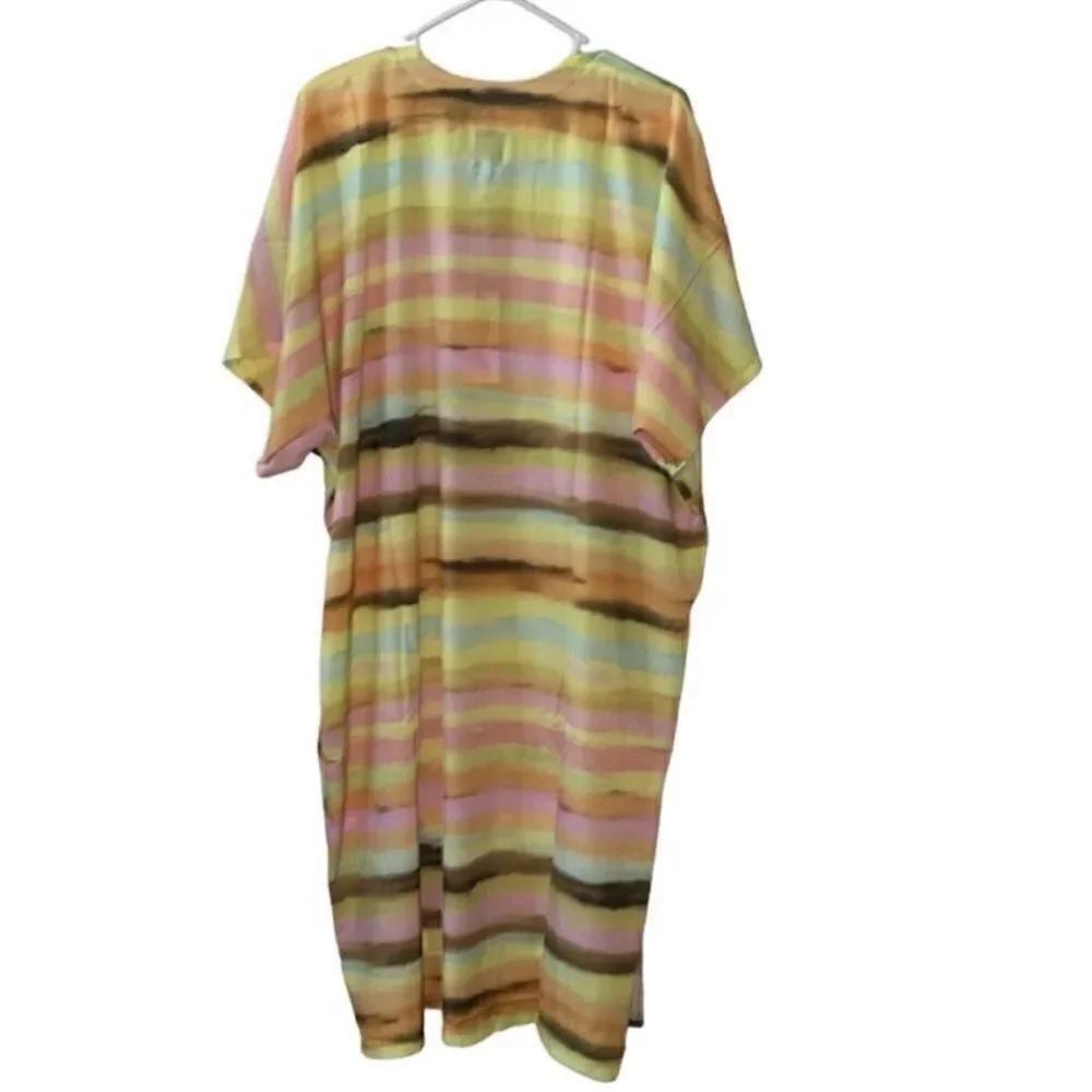 Plush Revolve Striped Oversized Kimono/ Swimwear Cover up(Size XSmall)